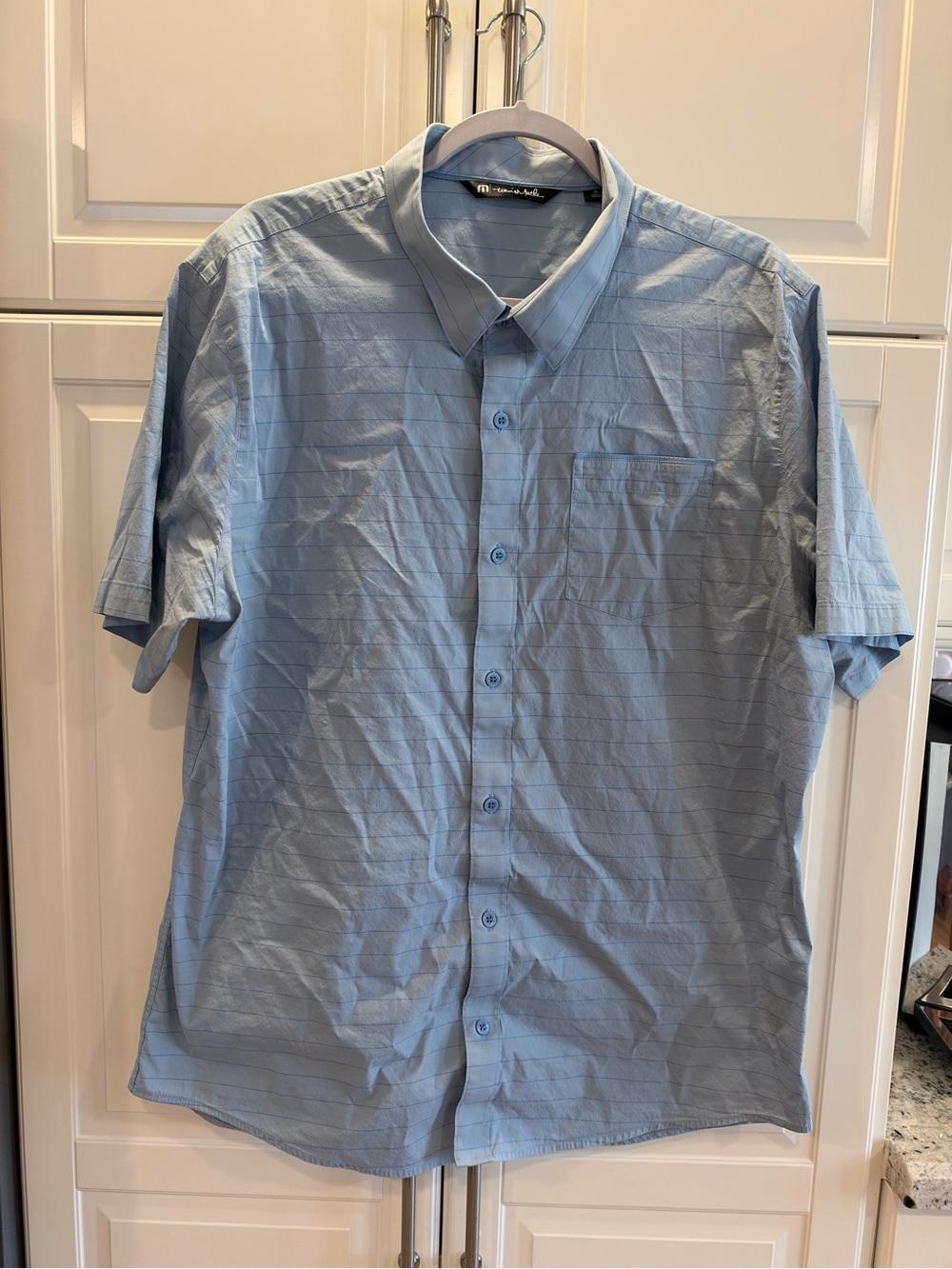 Travis Mathew Light Blue Short-Sleeve Button-Down Shirt